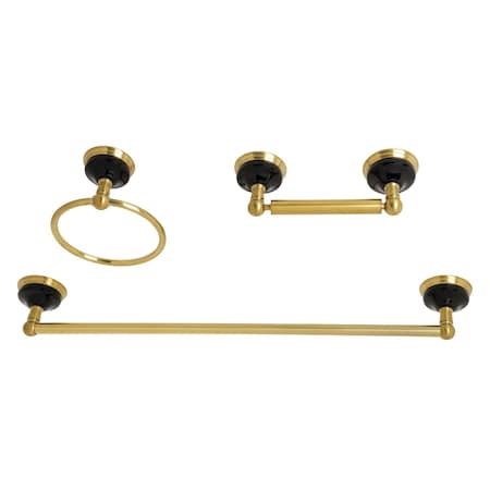 Kingston Brass BAK911248BB Water Onyx 3-Piece Bathroom Accessory Set, Brushed Brass BAK911248BB